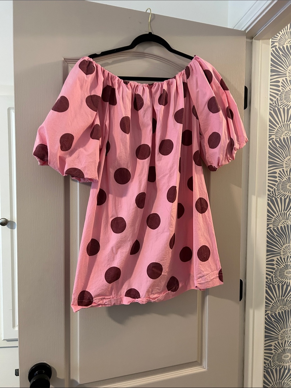 Amazon Pink Mini Dress with Dark Polka Dots
